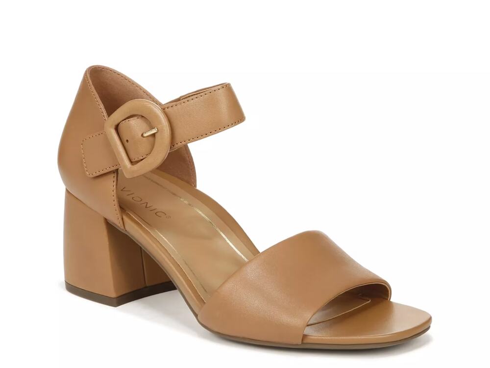 VIONIC Womens Chardonnay Heeled Sandals Size 8 M Camel Tan Leather NWOB